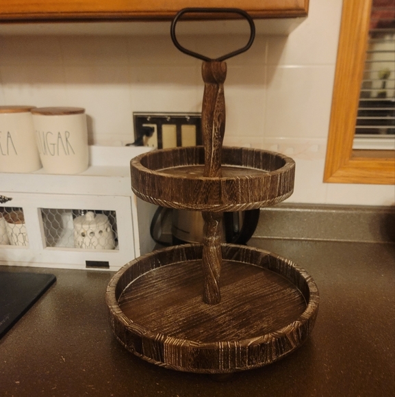Rustic Two-Tiered Wooden Tray - Picture 1 of 1